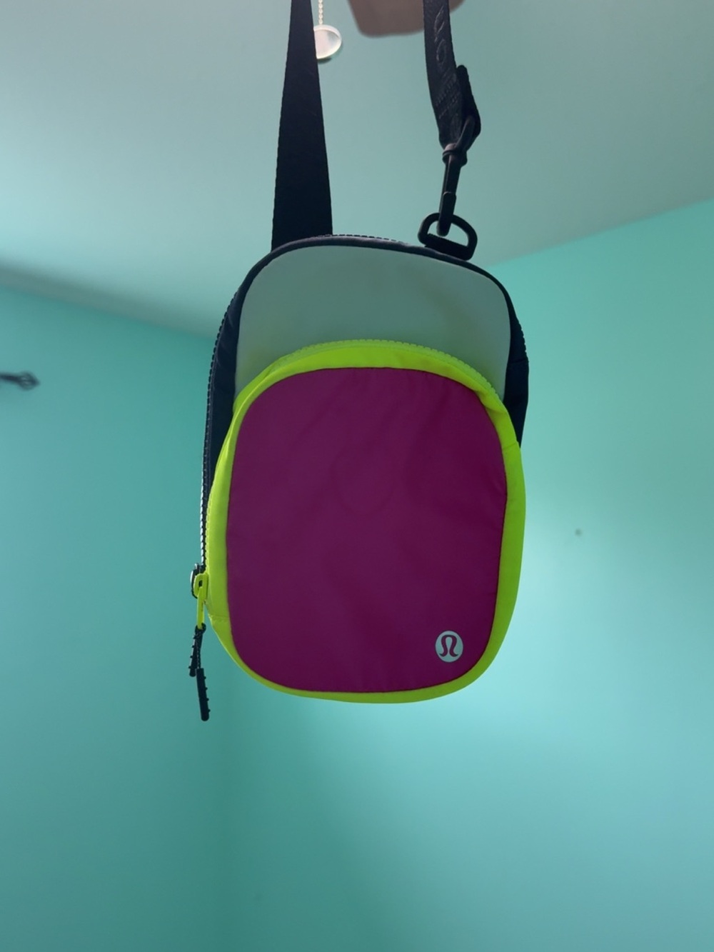 RARE Lululemon Pink & Neon Yellow Mini Crossbody Pouch